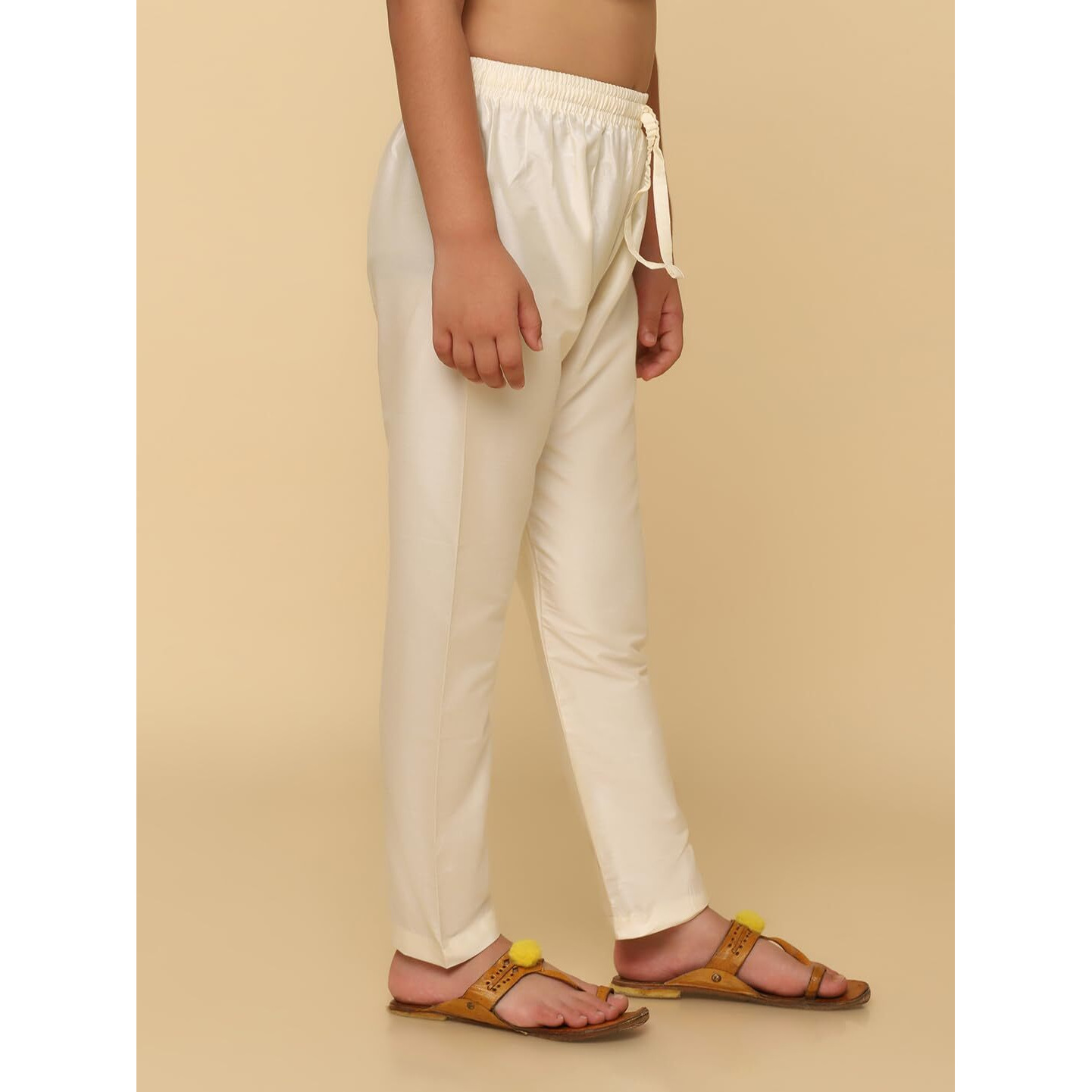 Kisah Kid's Ethnic Wear Solid Straight Fit Off White Churidar (11-12Y)