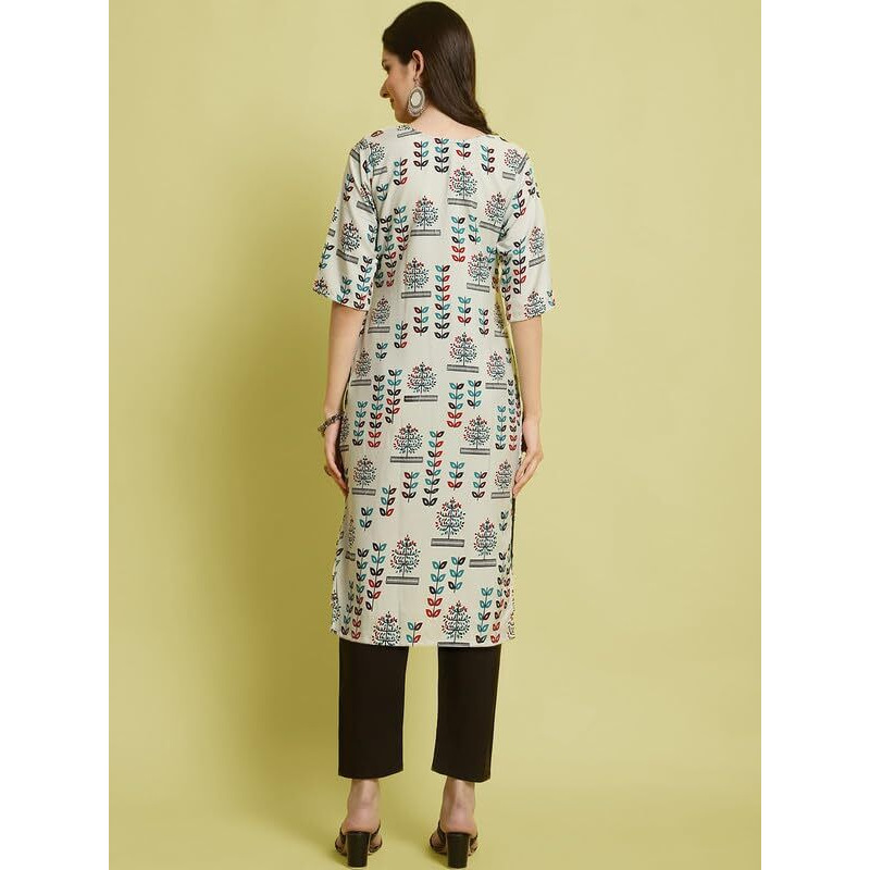 Pinkmint Elegant Printed Crepe Kurta And Pant Set For Women's Ll Fashionable Kurti Combo Set Ll Stright Round Neck Kurti (Pack Of 2)
