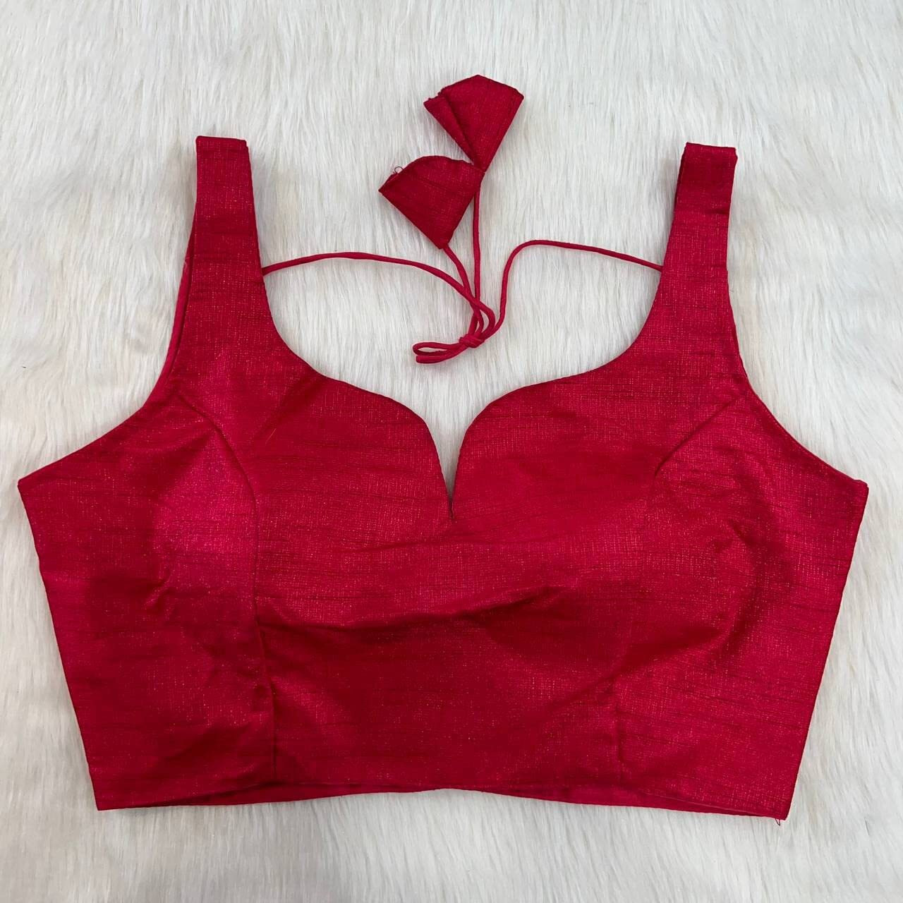 Pujia Mills Women's Heavy Phantom Silk Bollywood Style Sleeveless Trendy Blouse(Veda) (Rani, 38)