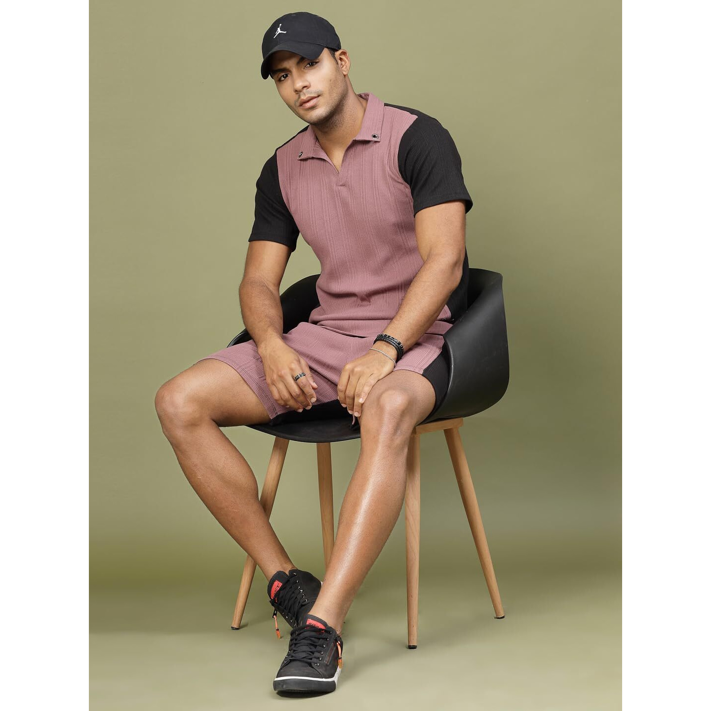 Rigo Waffle Knit Self Textured Co-Ord Set For Men | Night Suit | Lounge-Wear Pajama Set | Beach And Vacation Wear In Mauve