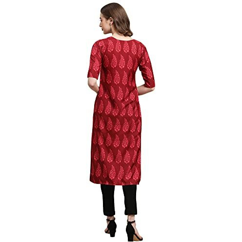 Pinkmint Women's Crepe Digital Print Straight Kurta (D-337-368_Xl)