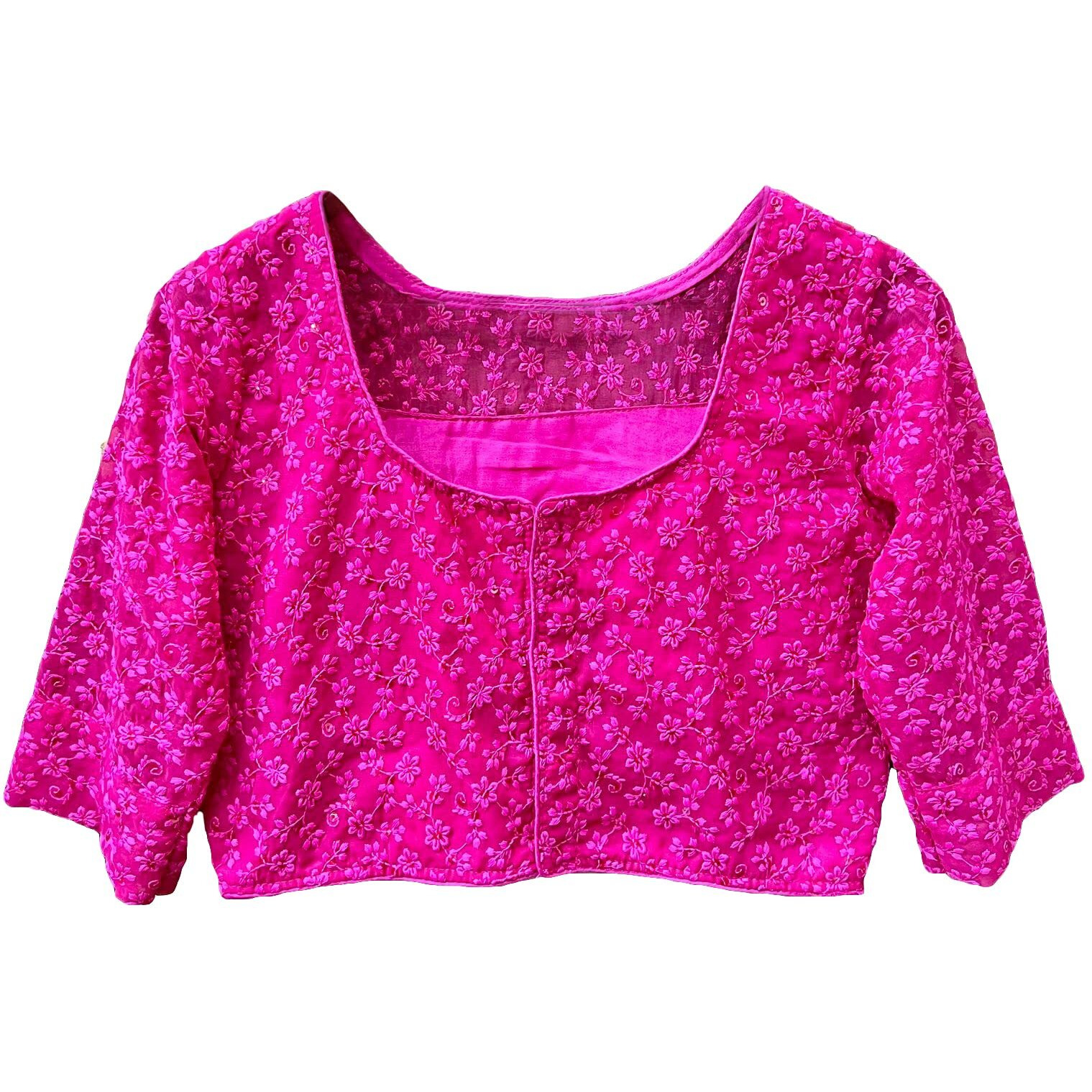 Vihu Fashion Womens Readymade Fancy Sifli Work Half Sleeve Saree Blouse.(Sifli Flower Dark Pink_38)