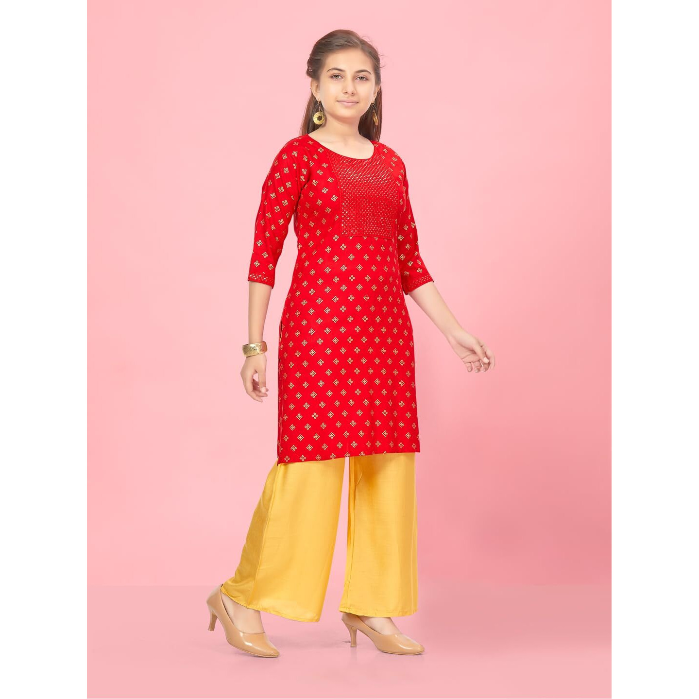 Aarika Girls Red Colour Embroidery Rayon Kurti (Kurti-K-Ap-1113-Red-40)