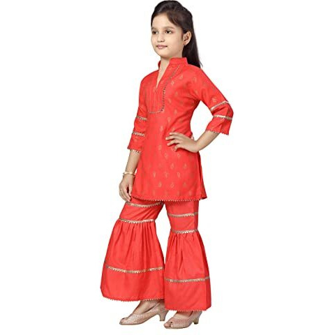 Aarika Girl's Cotton Salwar And Kurta Set (Sh-216_Gajri_24)