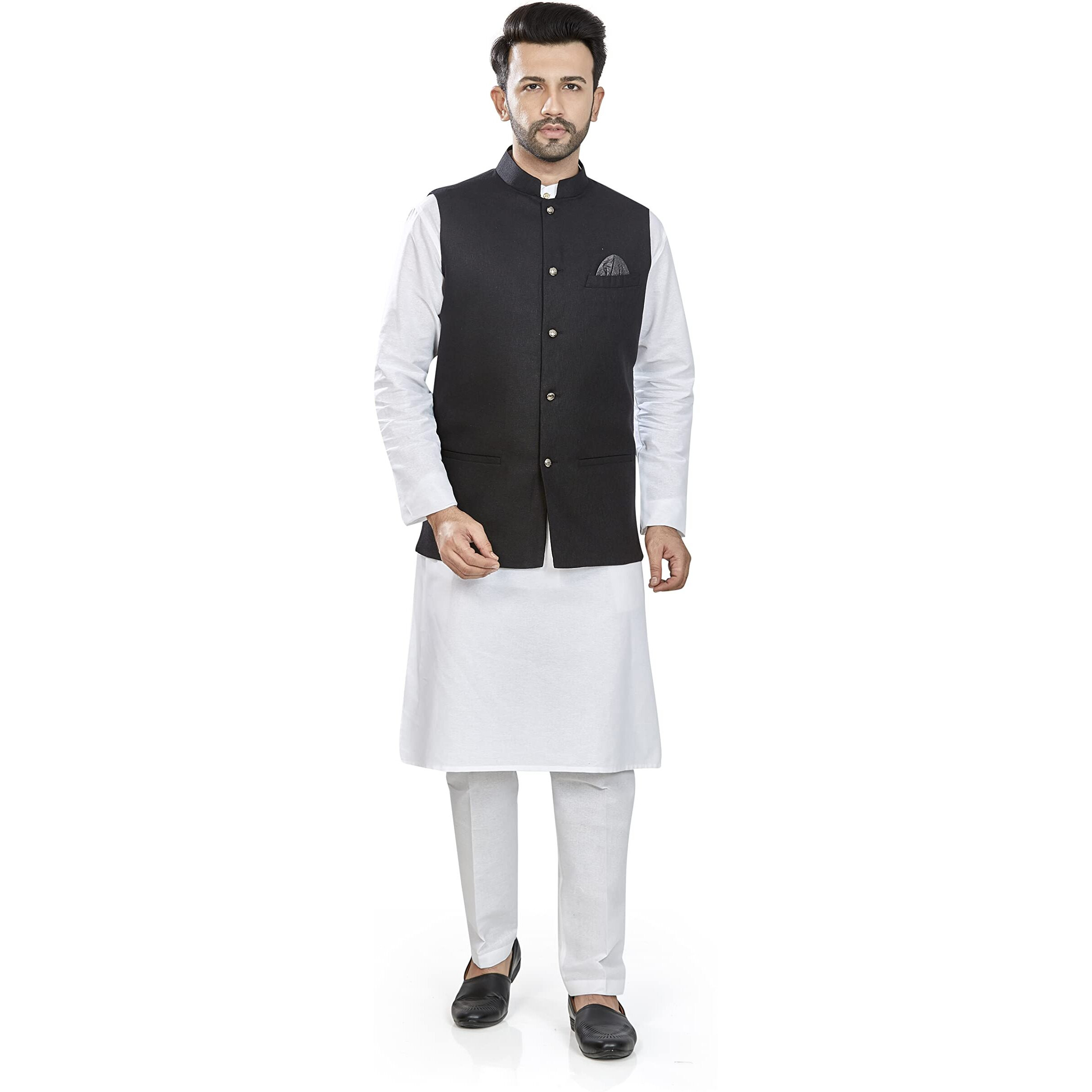 Be Active Men's Linen Blend Nehru Jacket With Mandarin Collar || Ethnic Koti For Men || Men Koti Formal|| Men Koti Wedding (Rfkt0001-15-Set-Xl)