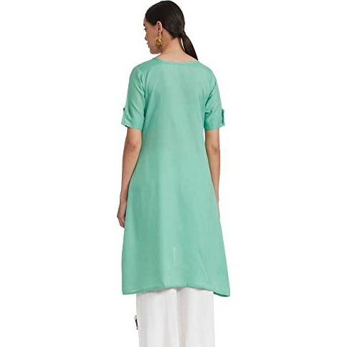Dhruvi Trendz Women's Slubrayon A-Line Casual Wear Kurtis (Dt-K2283- Turquoise_Xxl)