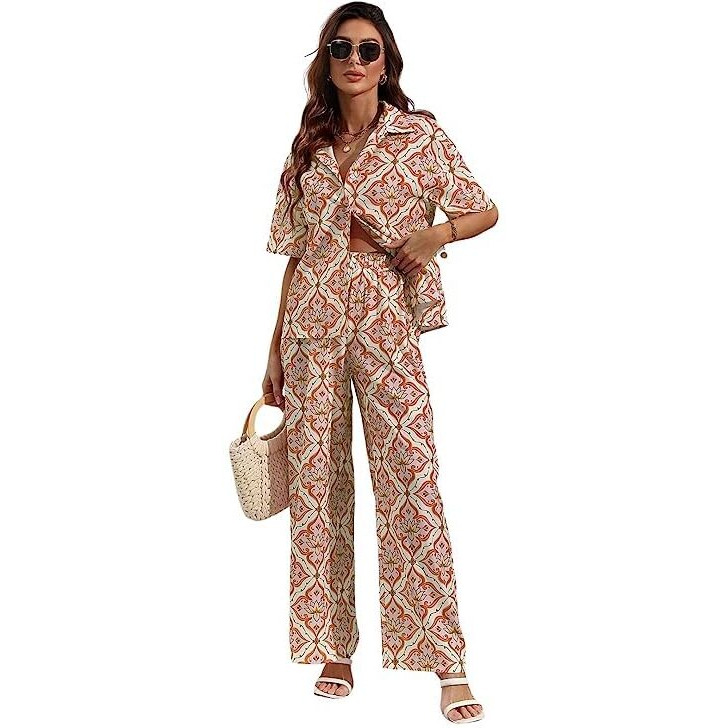 Dhruvi Trendz Womens Rayon Co-Ord Set Regular Fit Night Dress (Dt-W1699&Tr795_Orange_S)