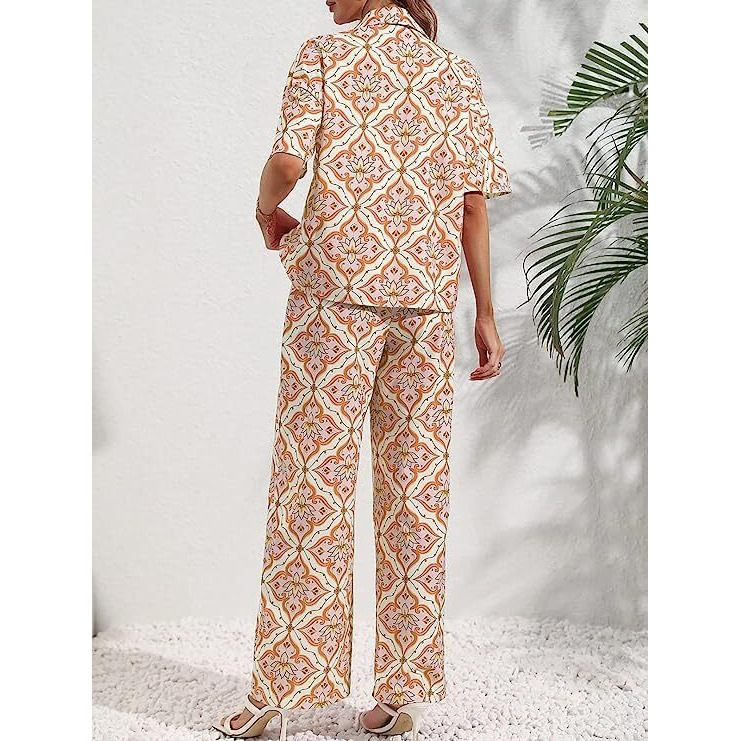 Dhruvi Trendz Womens Rayon Co-Ord Set Regular Fit Night Dress (Dt-W1699&Tr795_Orange_S)