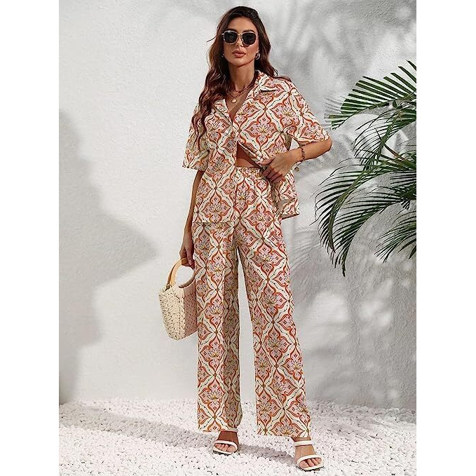 Dhruvi Trendz Womens Rayon Co-Ord Set Regular Fit Night Dress (Dt-W1699&Tr795_Orange_S)