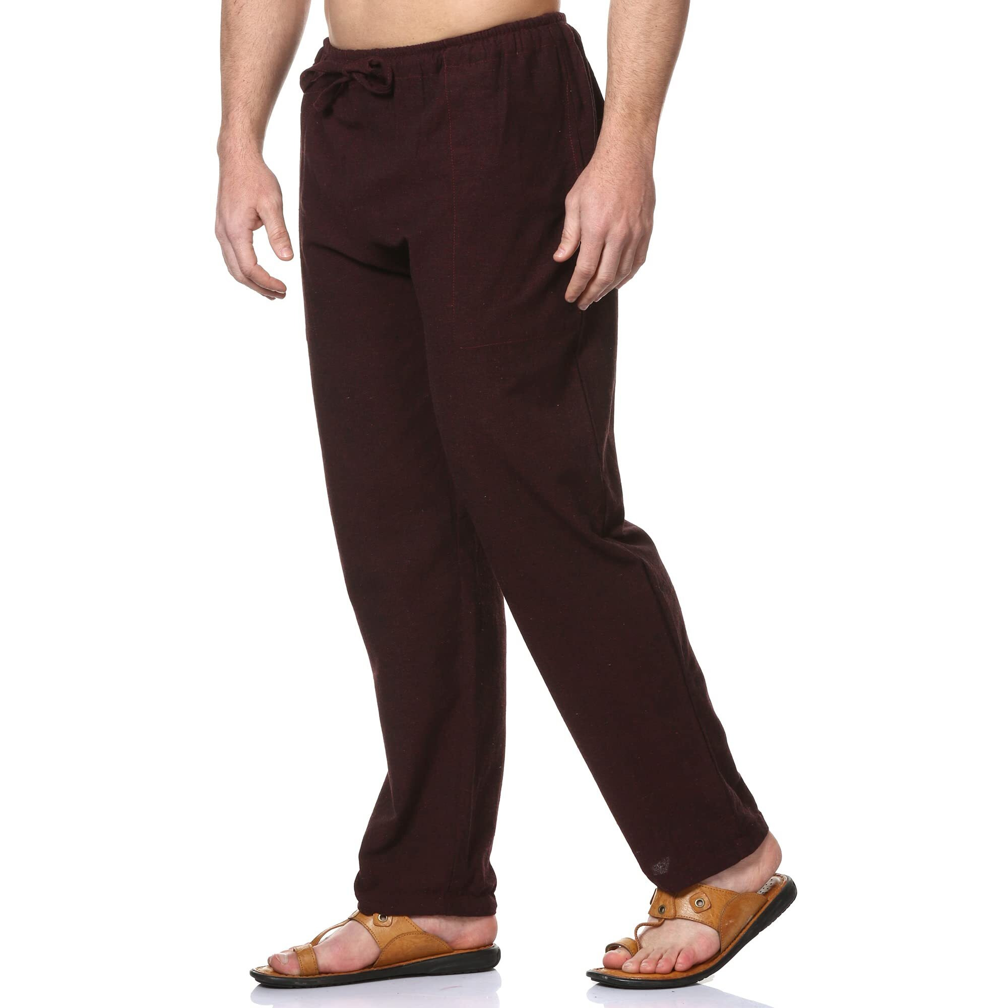 Digital Shopee Men's Eco-Friendly Cotton Pyjama Pack Of 2 | Maroon + Melange Grey | 32-40Inches