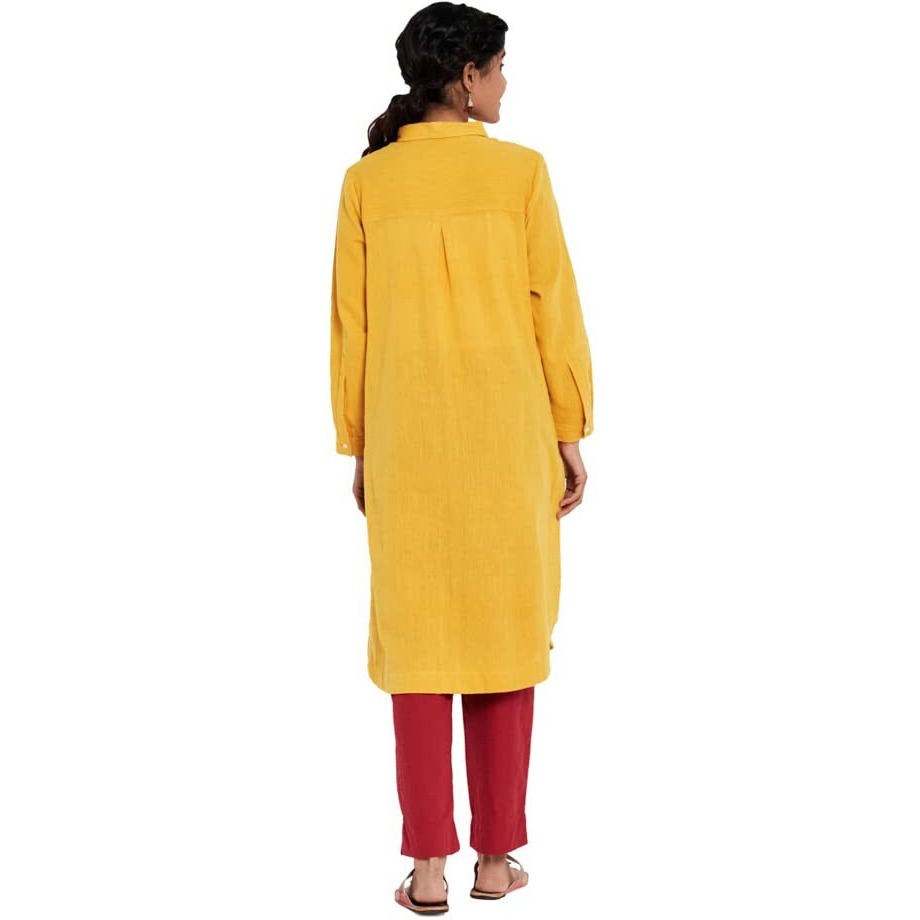 Fabindia Women's Cotton Regular Kurta (10718583Yl_Yellow_L)