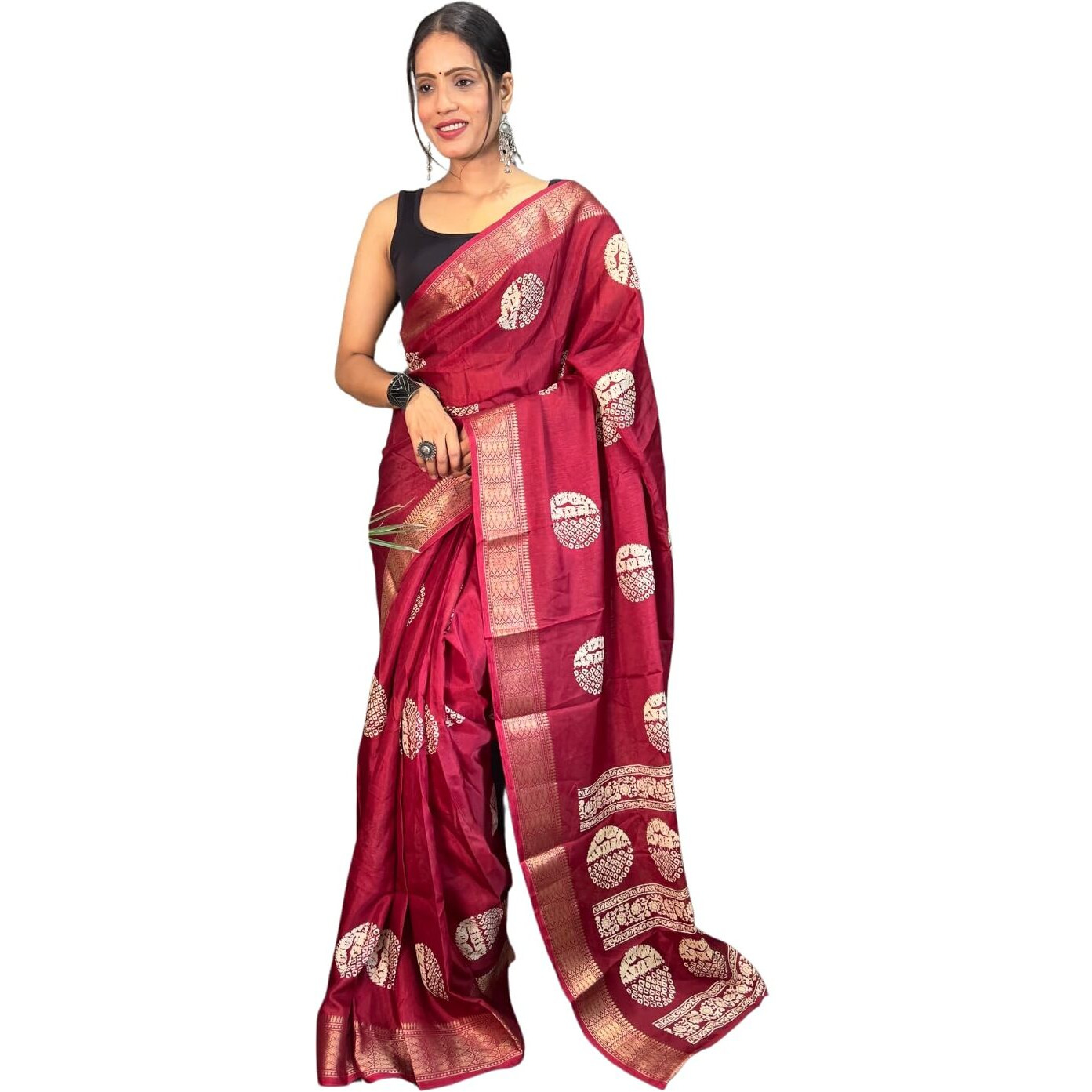 Shiv Textiles Womens Gorgette Zip And Go Pre-Stitched Saree  Effortless Wear & Comfort  Ready To Wear Saree(Sb-St-R-19-Maroon)