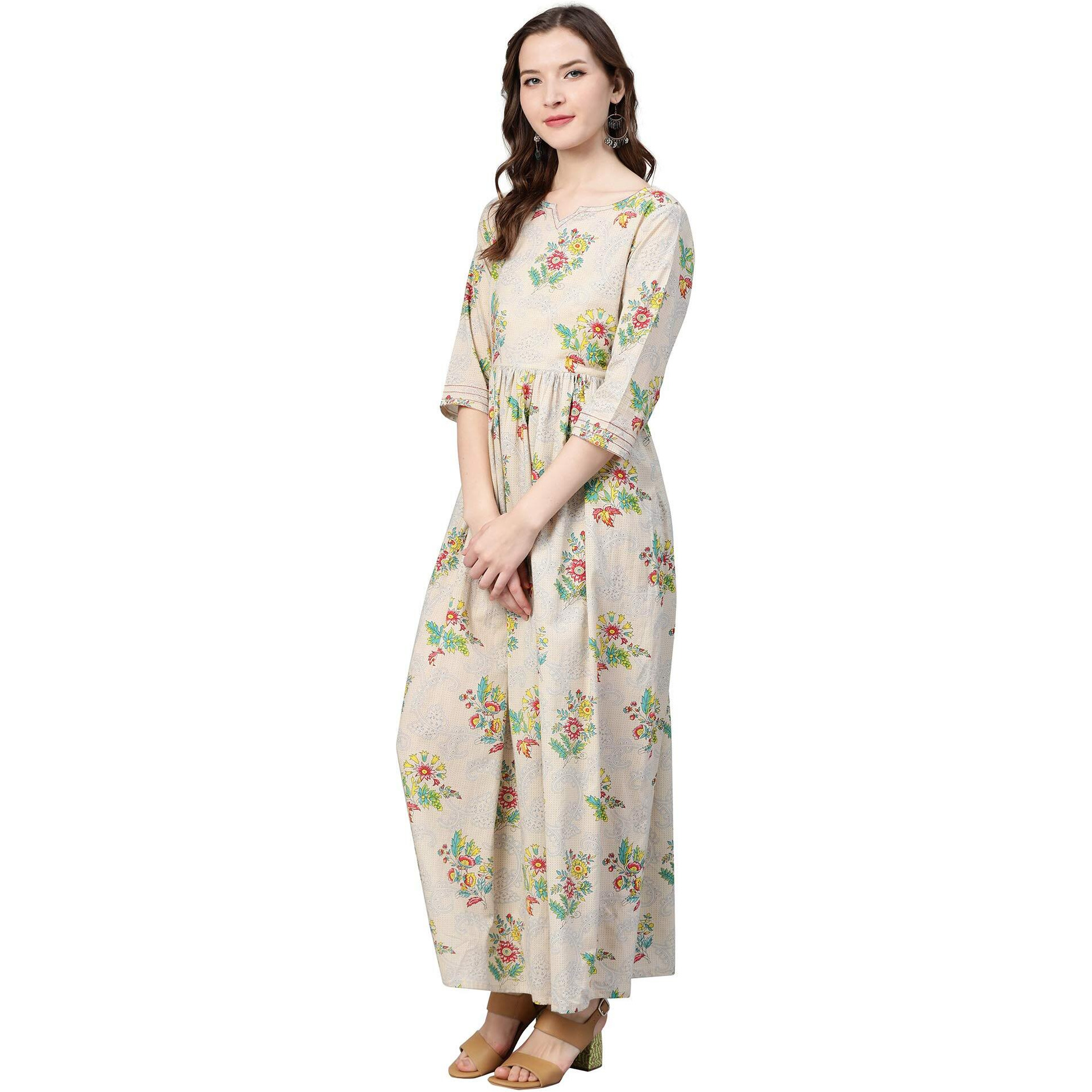 Idalia Skin Toned Floral Print Dress