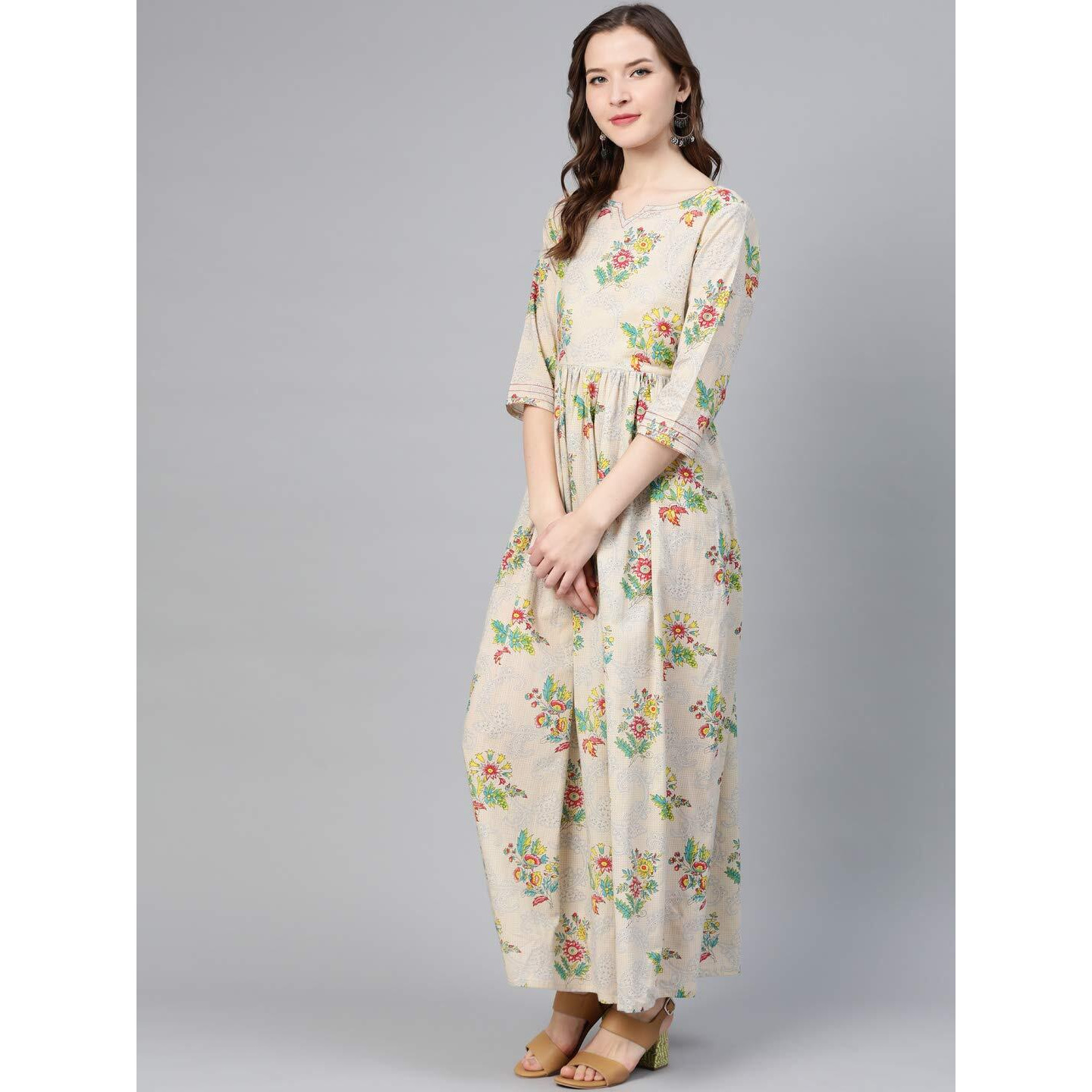 Idalia Skin Toned Floral Print Dress