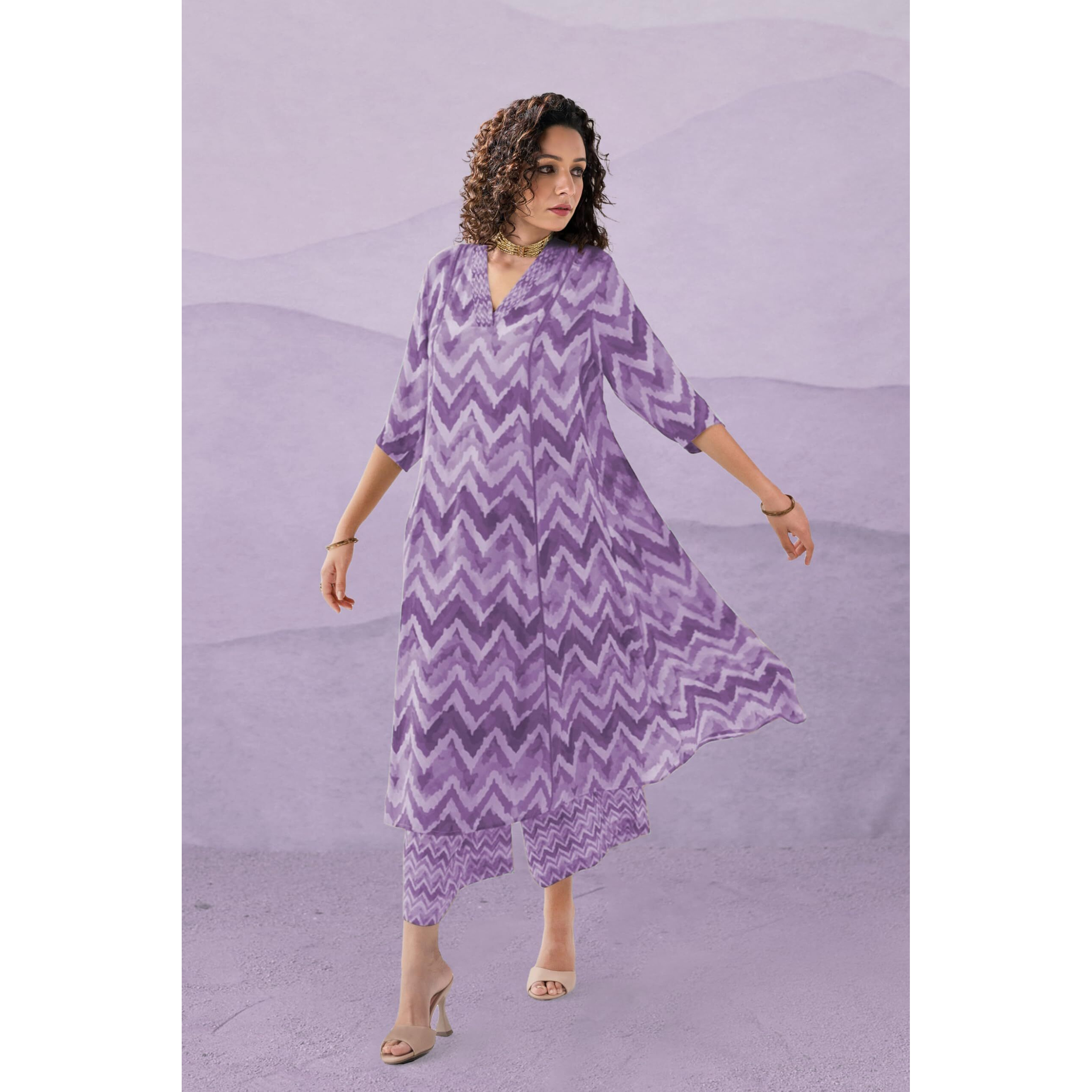 Toochki Women's Rayon Regular Kurta With Pant (Tkcbl-Ry-339-Pl-Ks/Xl_Purple