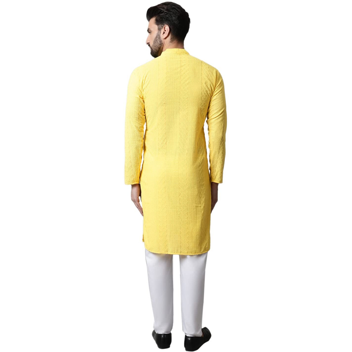 Jompers Men's Embroiderd Kurta Pyjama Sets (Lemon, Xl)