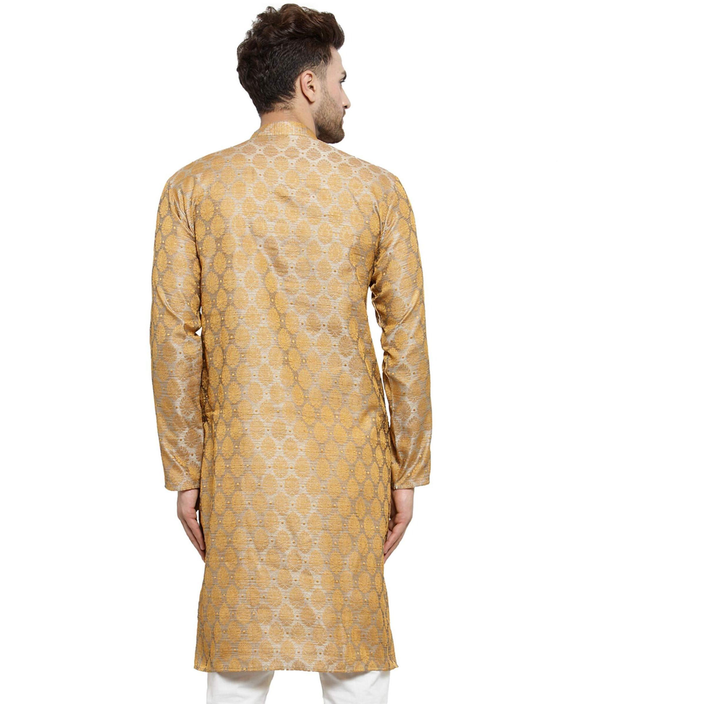 Jompers Men's Cotton Silk Straight Kurta (Ko_586Silver_Xl_Silver_X-Large)