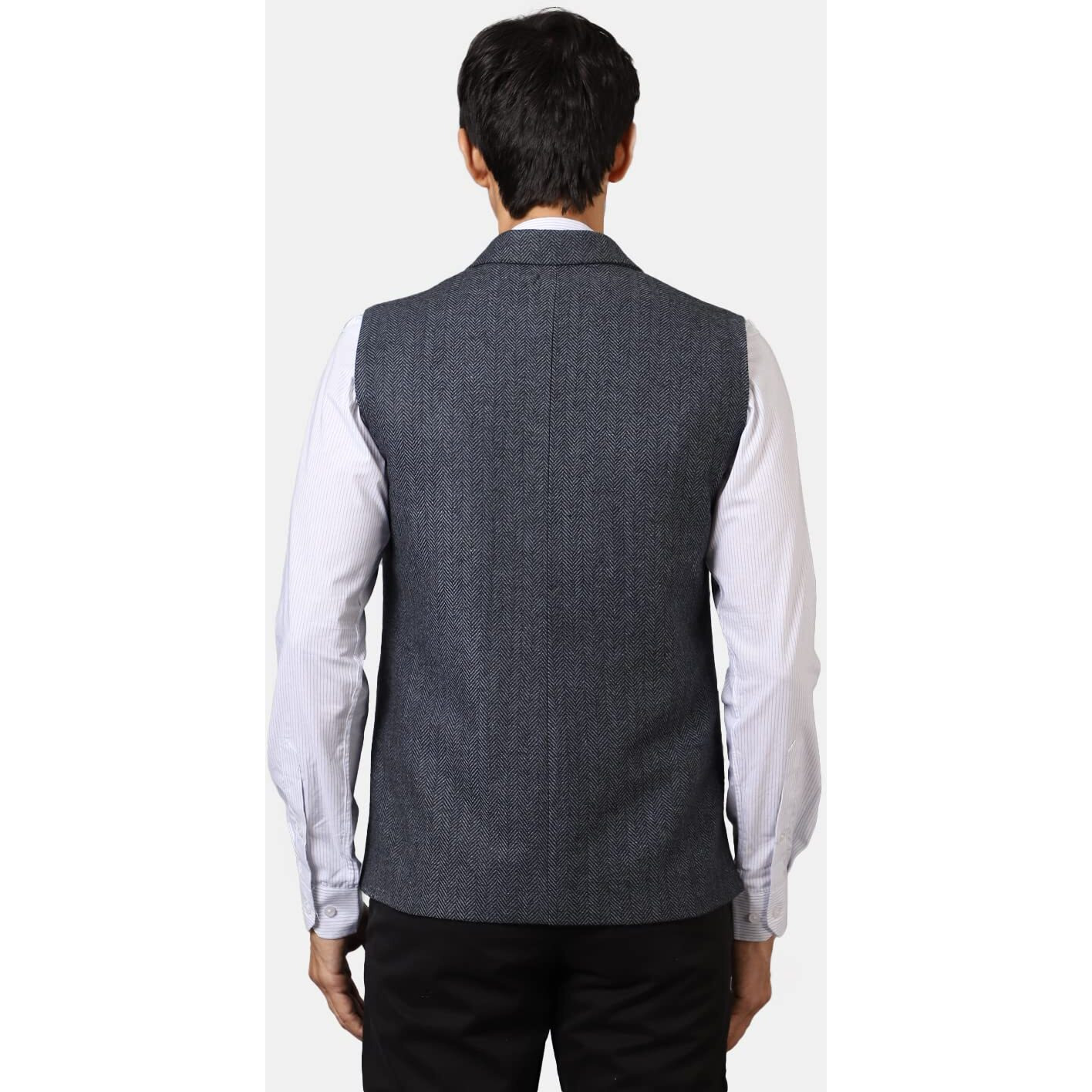 Wintage Men's Tweed Wool Blend Blue Modi Nehru Jacket  40/M