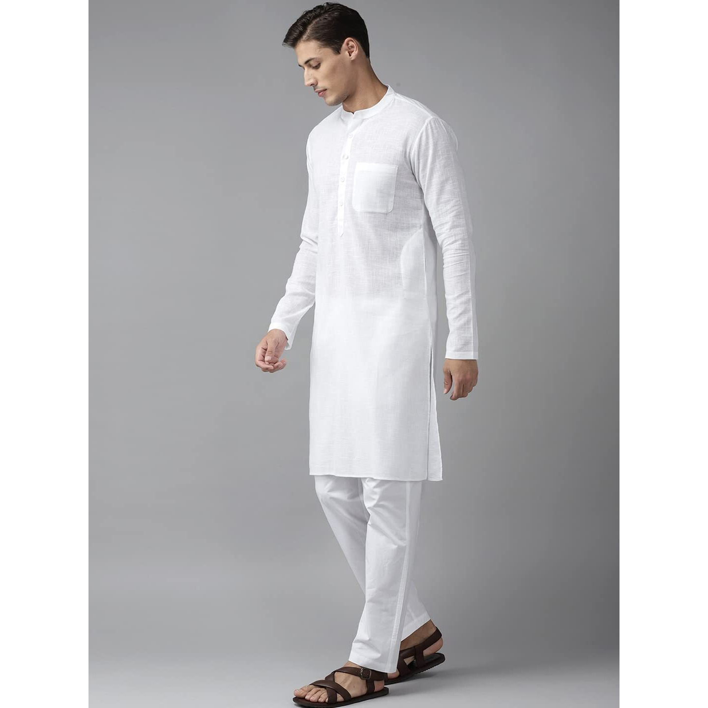 See Designs Men's Cream Cotton Straight Kurta With Slub Effect - Sdkt1009Xs (Xs)