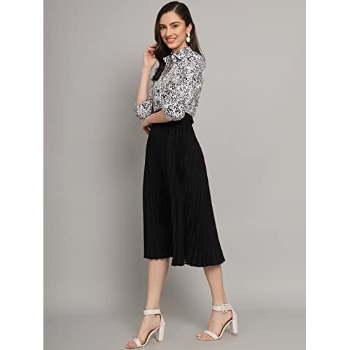 Kzully Women's Rayon A-Line Midi Dress (A1_Black-M