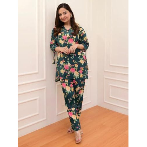 Leriya Fashion-Oslc House Women's Rayon Regular Kurta Set (Lf-W1817&Tr874_Green_L)