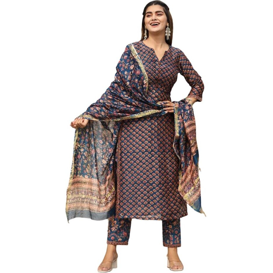 Leriya Fashion Kurta Set For Women & Kurta Set With Dupatta For Women (Medium, Blue)