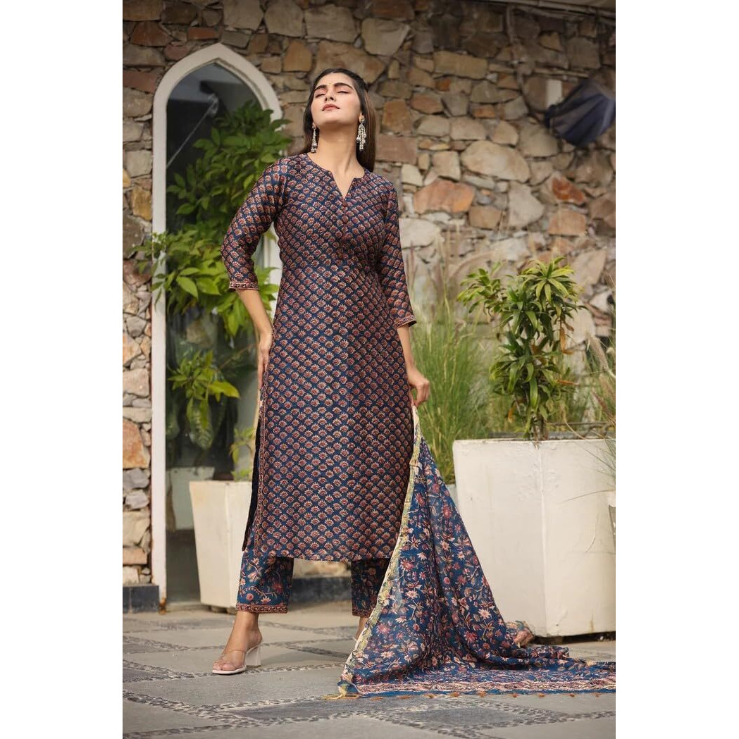 Leriya Fashion Kurta Set For Women & Kurta Set With Dupatta For Women (Medium, Blue)