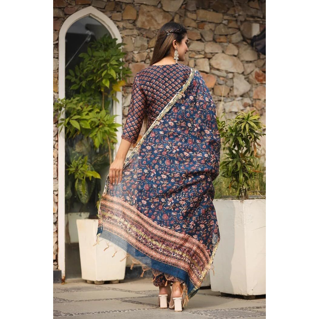 Leriya Fashion Kurta Set For Women & Kurta Set With Dupatta For Women (Medium, Blue)