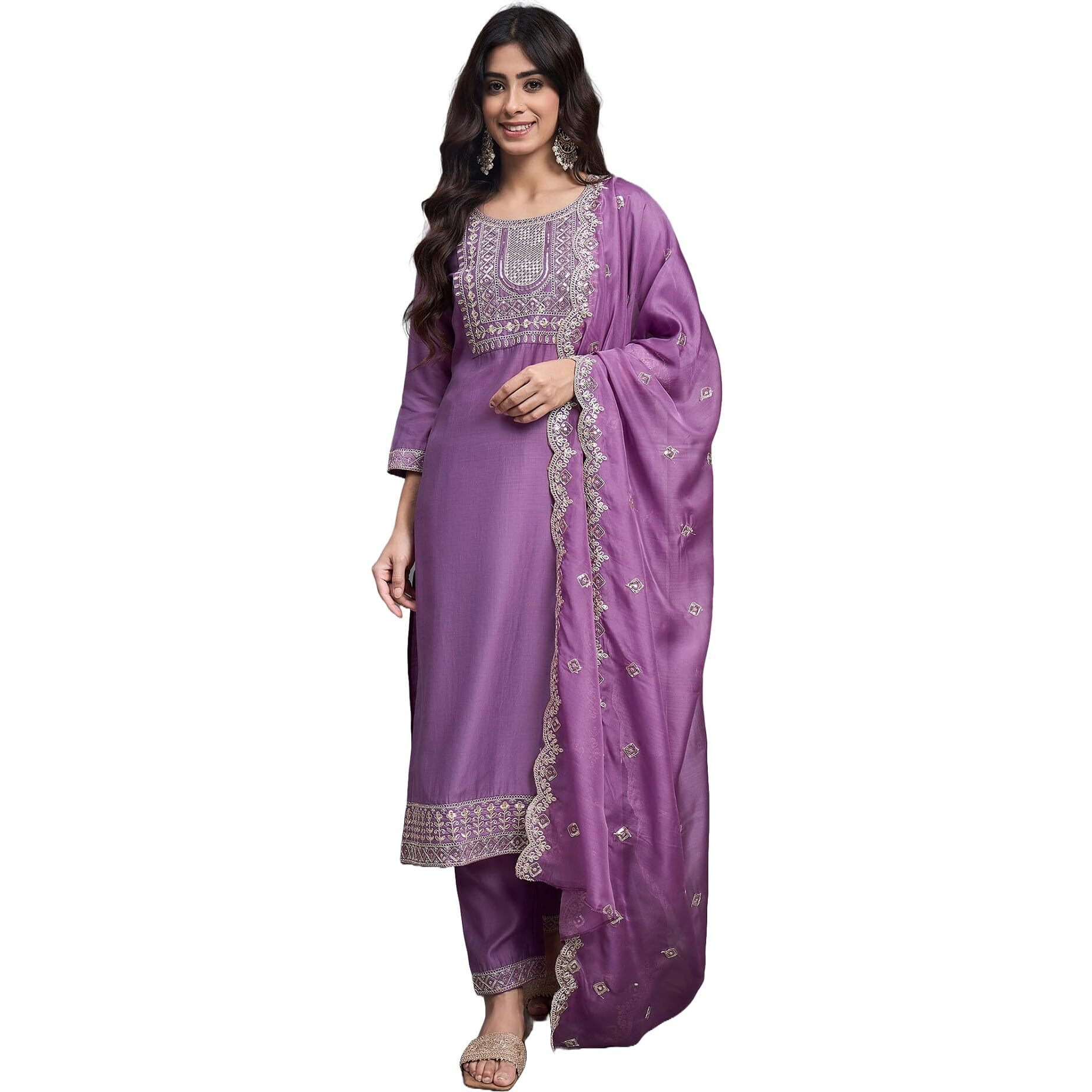 Alvami Women's Silk Solid Straight Kurta Set (Gulnaz_Pink