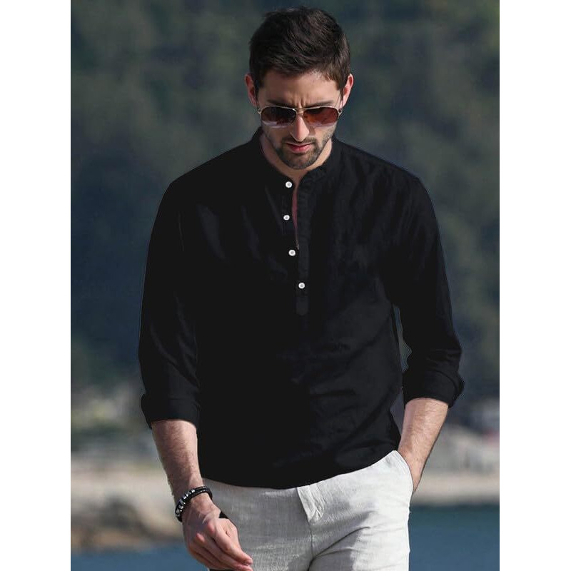 Be Active Men's Solid Regular (Rf0003 11-S_Black S)