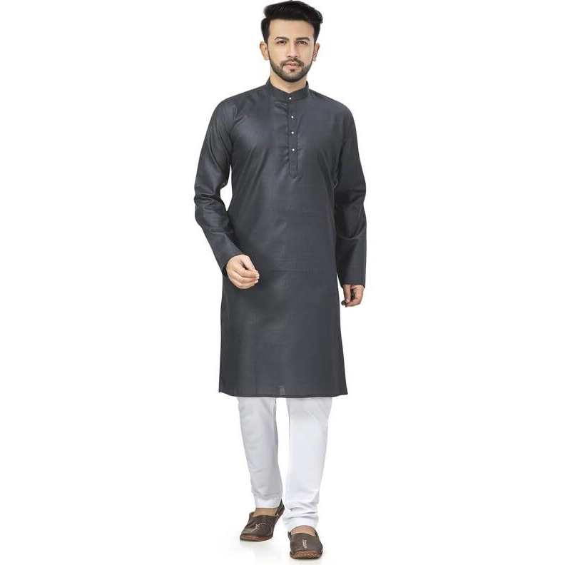 Be Active Men's Traditional Solid Full Sleeves Kurta || Cotton Kurta For Men || Men Kurta For Wedding || Kurta For Men (N-Rfsk0001 32 Kr S) Dark Grey