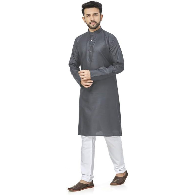 Be Active Men's Traditional Solid Full Sleeves Kurta || Cotton Kurta For Men || Men Kurta For Wedding || Kurta For Men (N-Rfsk0001 32 Kr S) Dark Grey