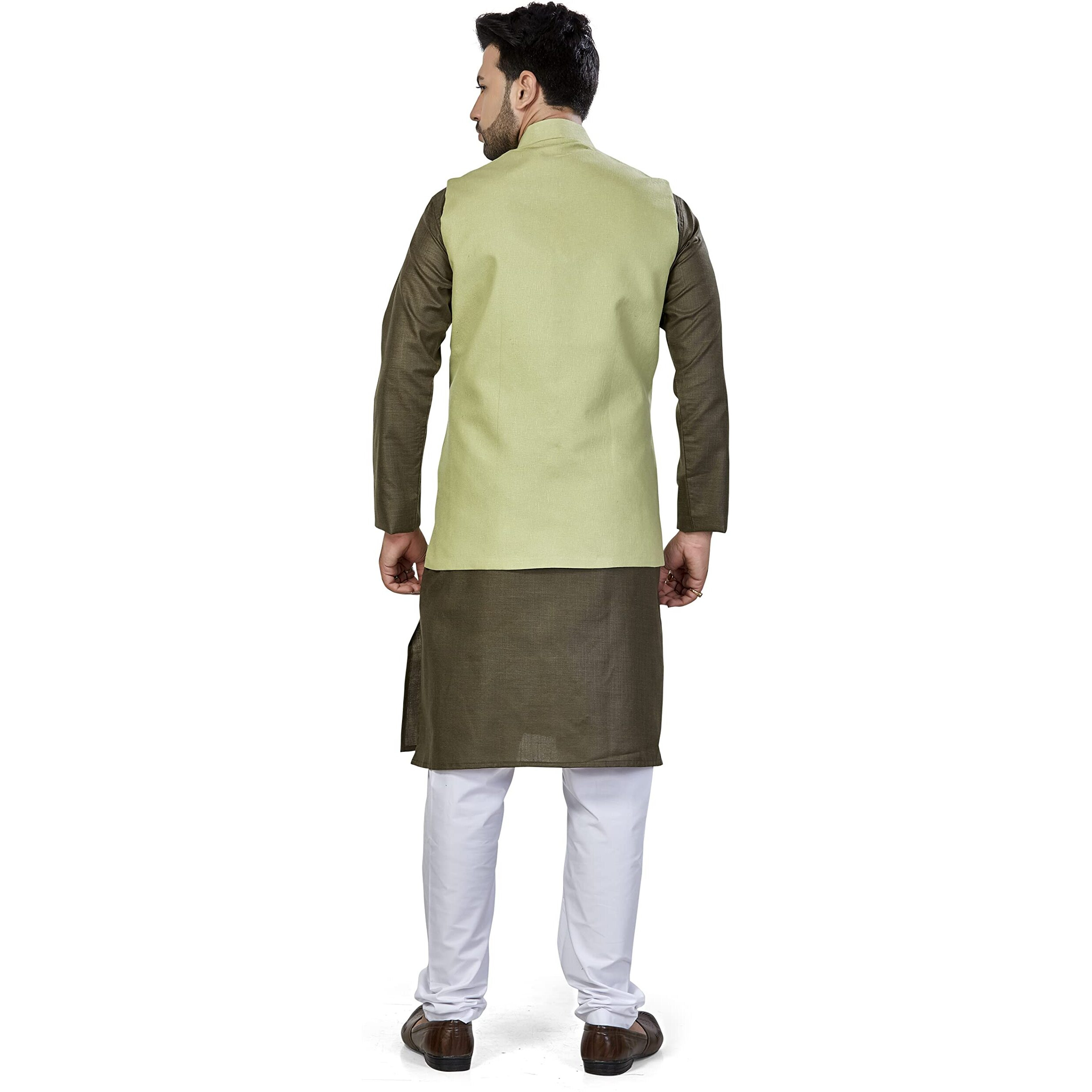 Be Active Men's Linen Regular Fit Kurta Payjama (Rf-Set_Green_M)