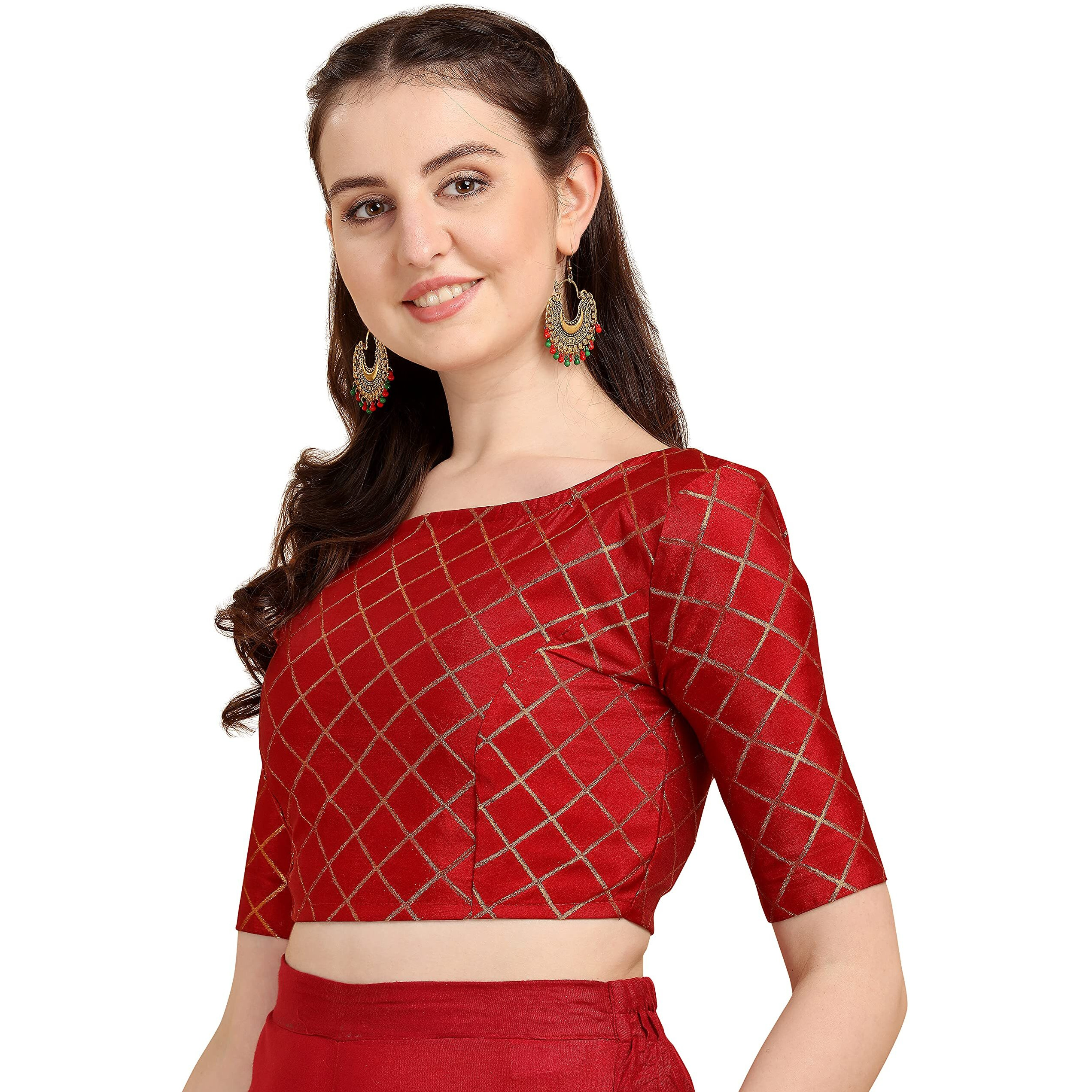 Oomph Jacquard Red Readymade Blouse For Women - Rbbl65Xxl