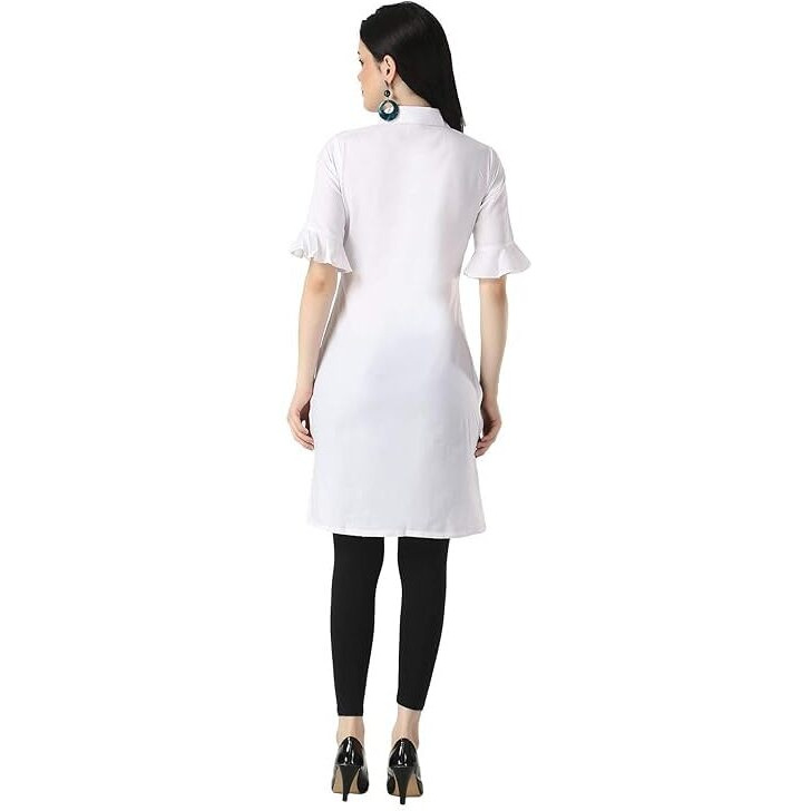 Dhruvi Trendz Womens Rayon Women Casual Kurti Regular Fit Straight Kurti (Dt-K2442_White_3Xl)