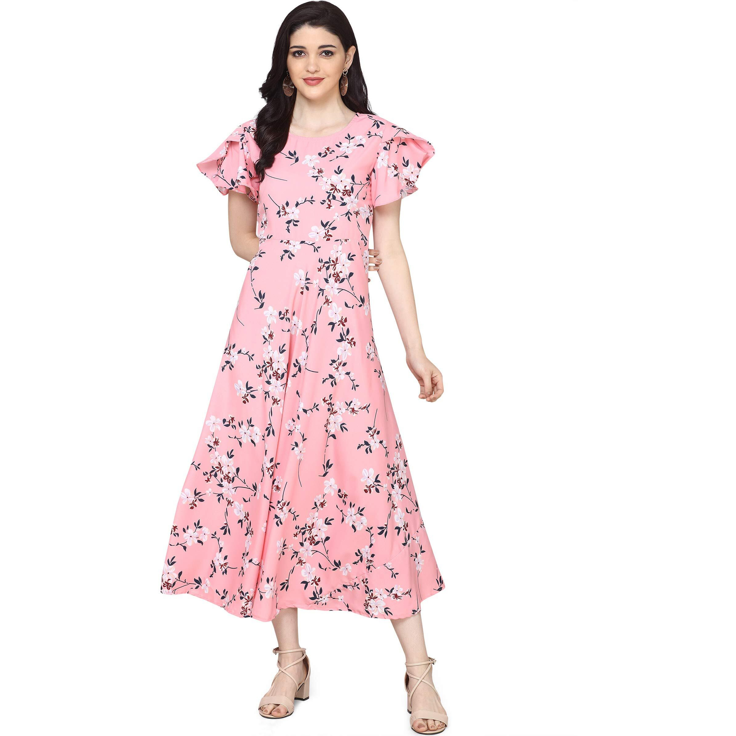 Oomph Women's Crepe A-Line Dress (Group 8_Rose Pink_3Xl)
