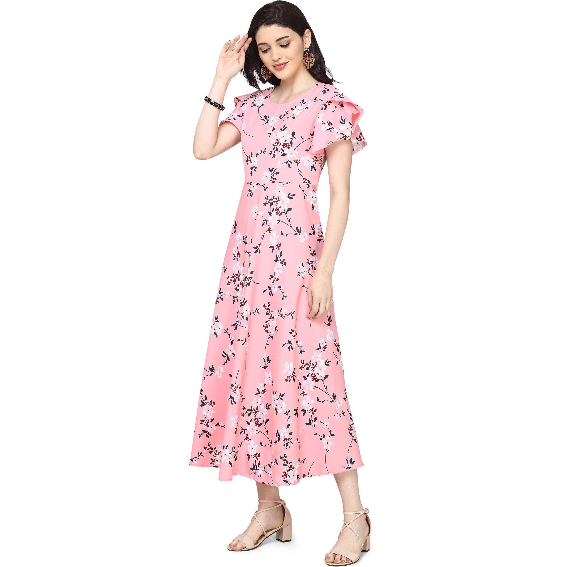Oomph Women's Crepe A-Line Dress (Group 8_Rose Pink_3Xl)