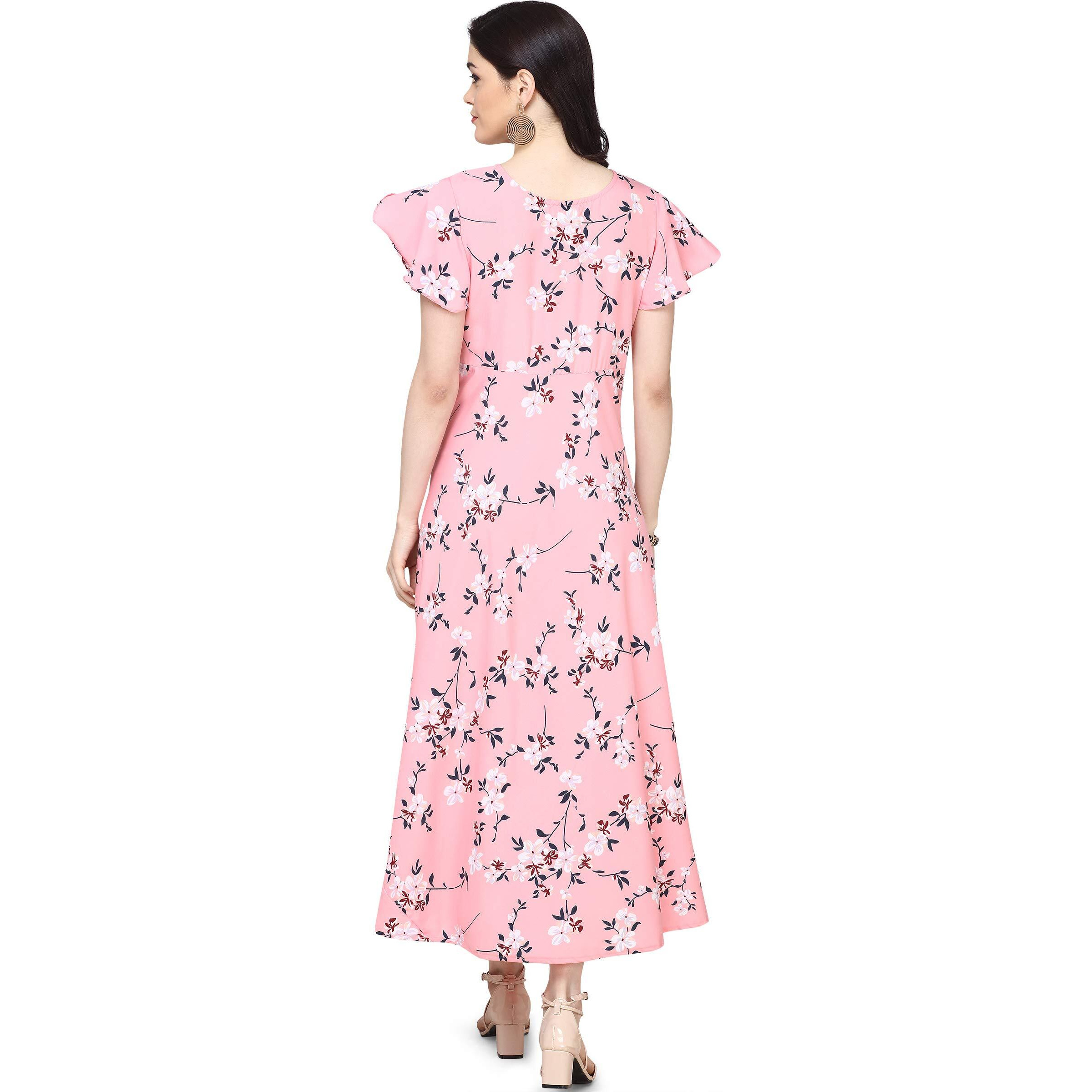 Oomph Women's Crepe A-Line Dress (Group 8_Rose Pink_3Xl)