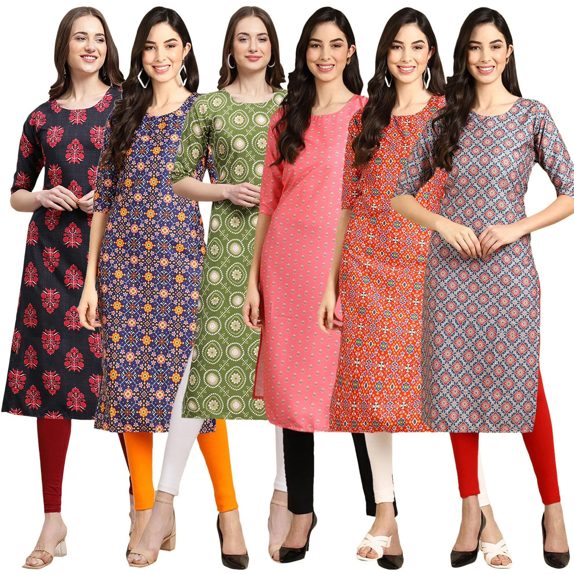 Pinkmint Women's Crepe Solid Regular Kurti (Ks01_Multicolor3