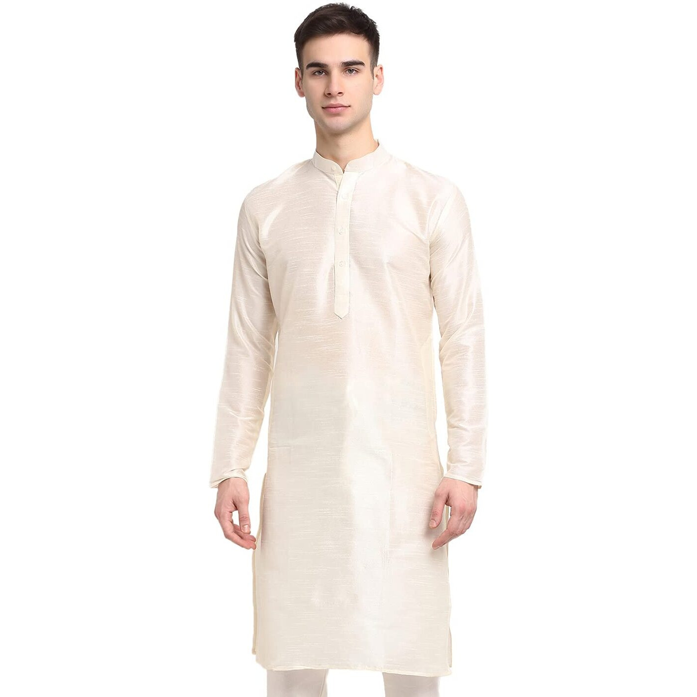 Jompers Men's Dupion Silk Solid Regular Kurta (Koko_636_White
