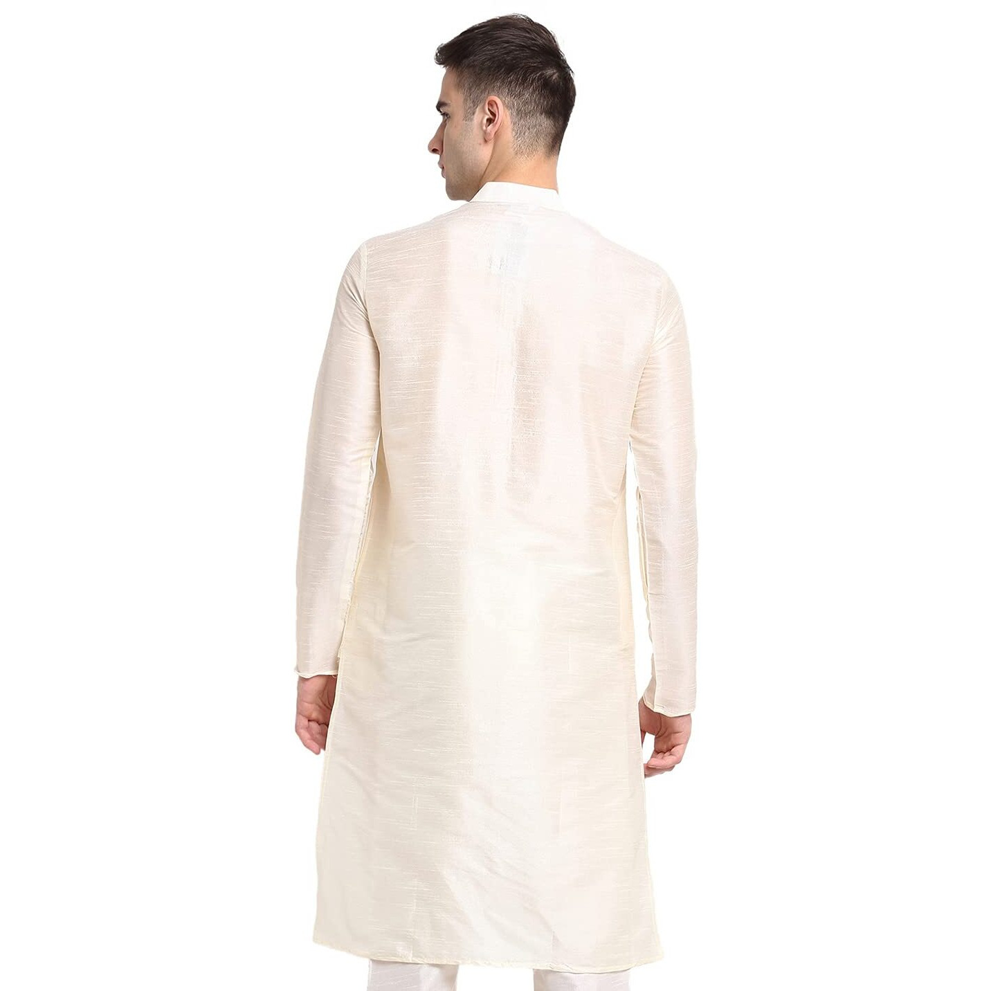 Jompers Men's Dupion Silk Solid Regular Kurta (Koko_636_White