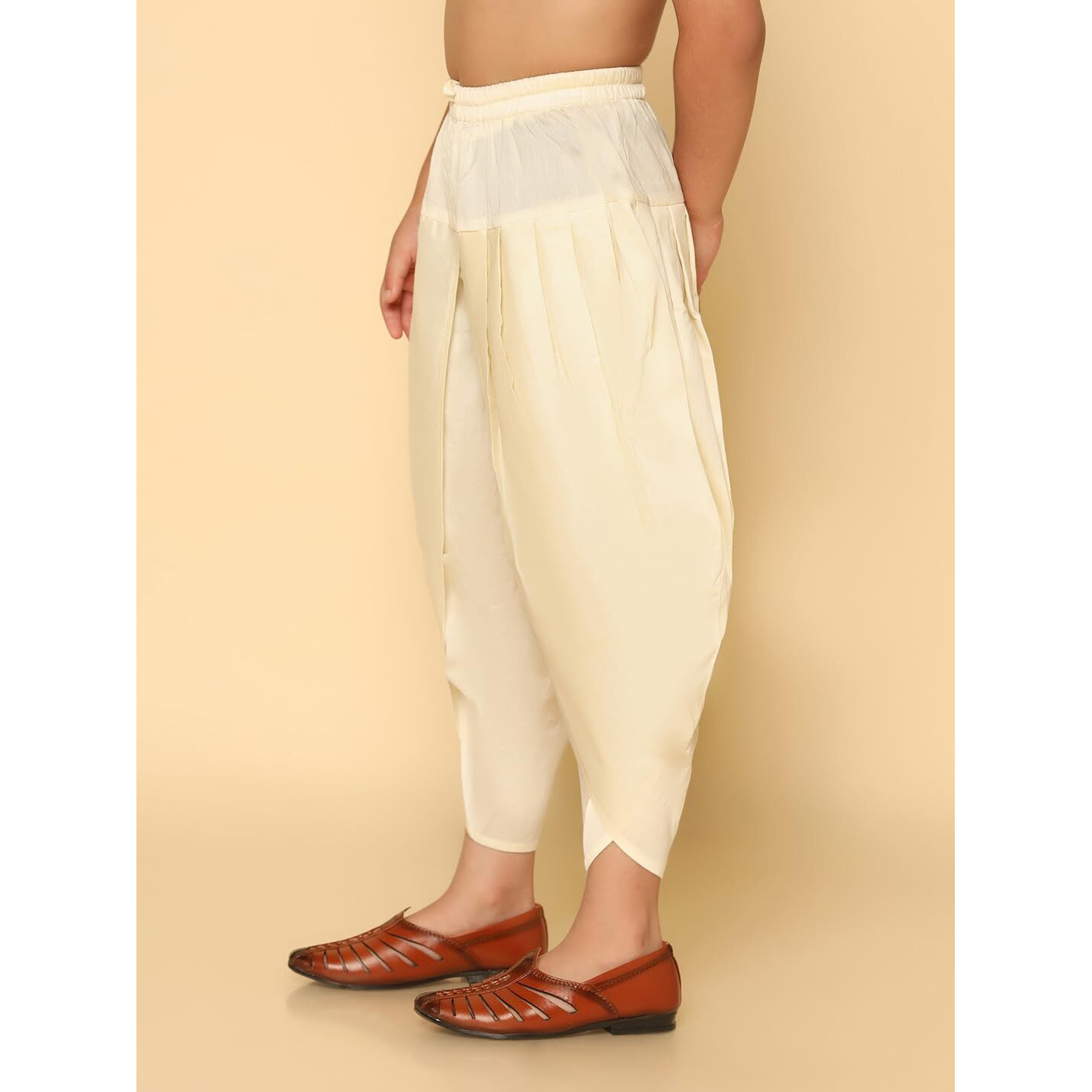 Kisah Kid's Ethnic Wear Solid Straight Fit Off White Dhoti (7-8Y)
