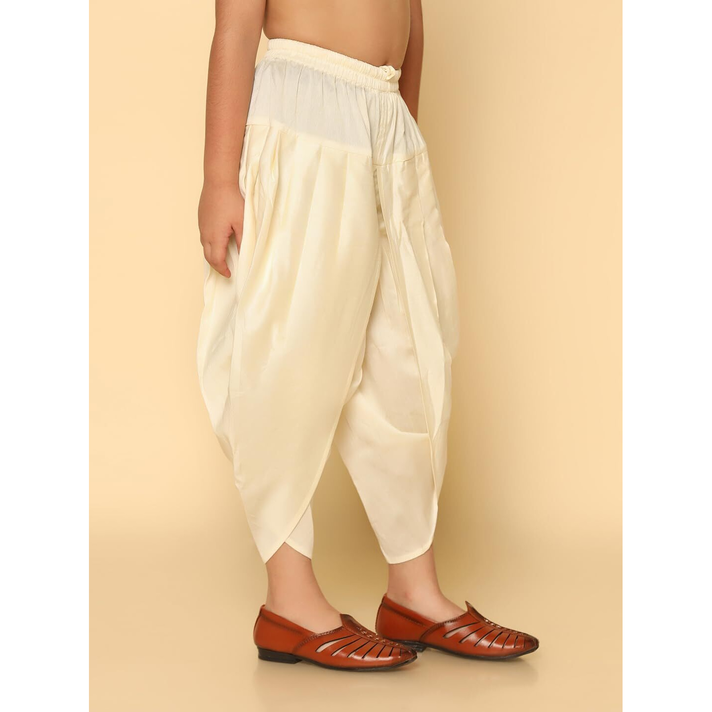Kisah Kid's Ethnic Wear Solid Straight Fit Off White Dhoti (7-8Y)