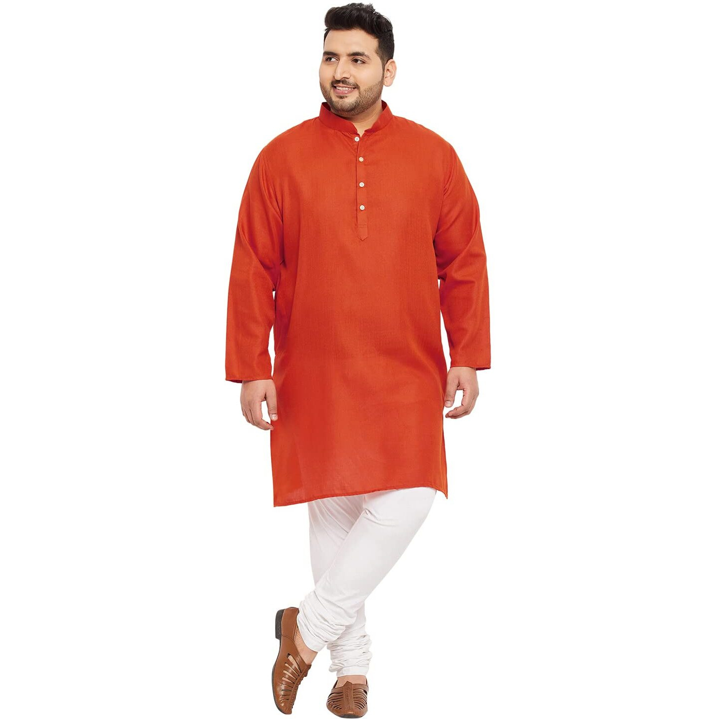 Bigbanana Plus Size Men's Regular Fit Kurta (Ullas-Orange,Orange,4Xl)