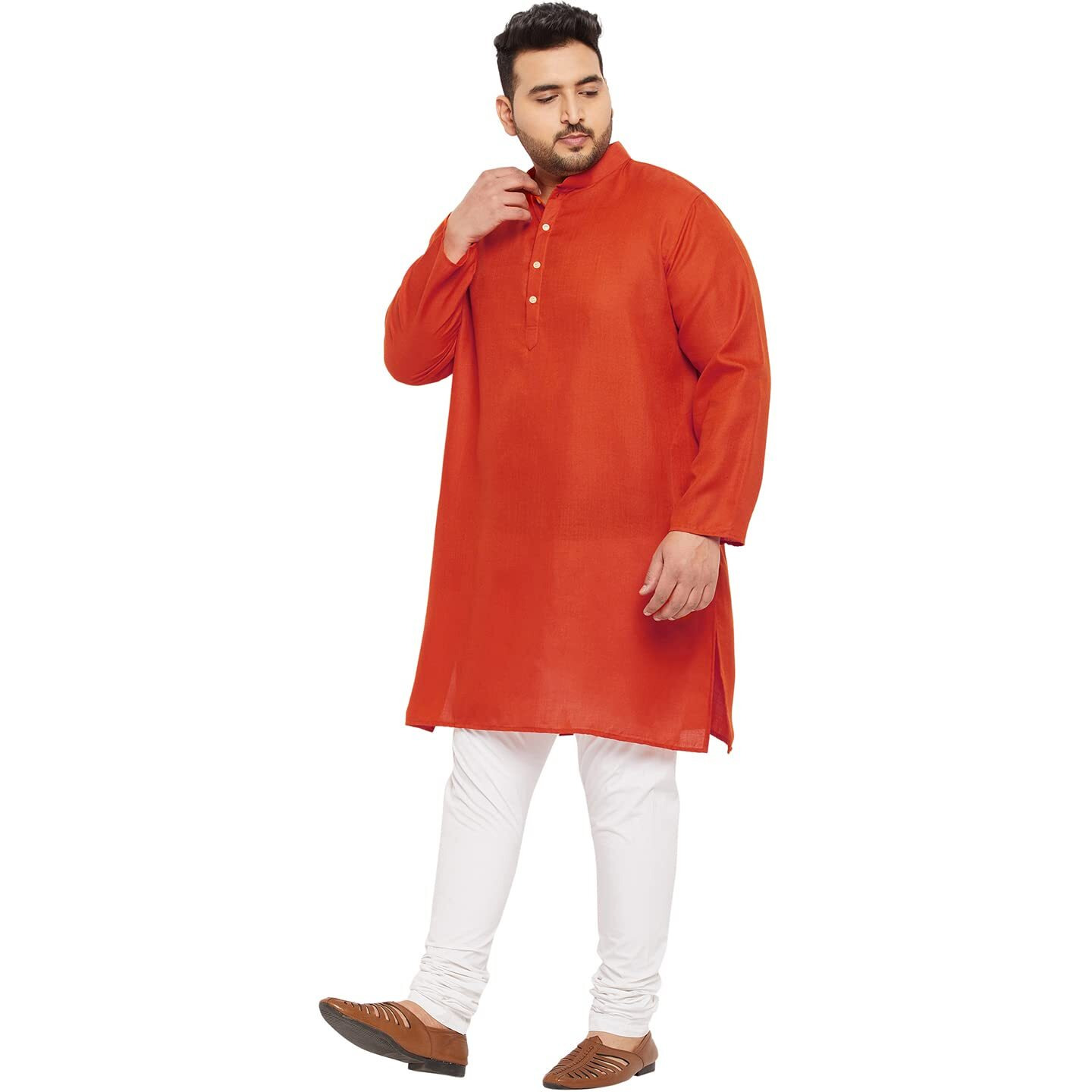 Bigbanana Plus Size Men's Regular Fit Kurta (Ullas-Orange,Orange,4Xl)