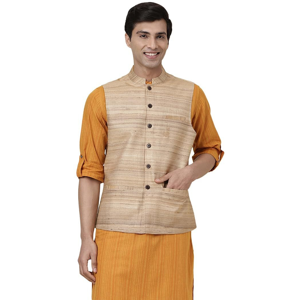 Fabindia Men's Jacket (10736718_Natural