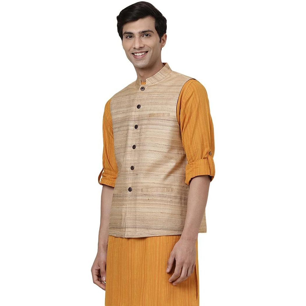 Fabindia Men's Jacket (10736718_Natural