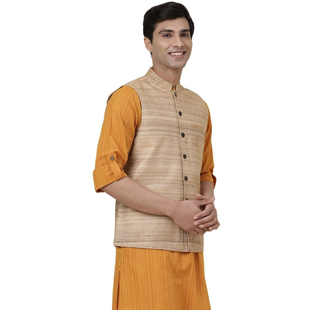 Fabindia Men's Jacket (10736718_Natural
