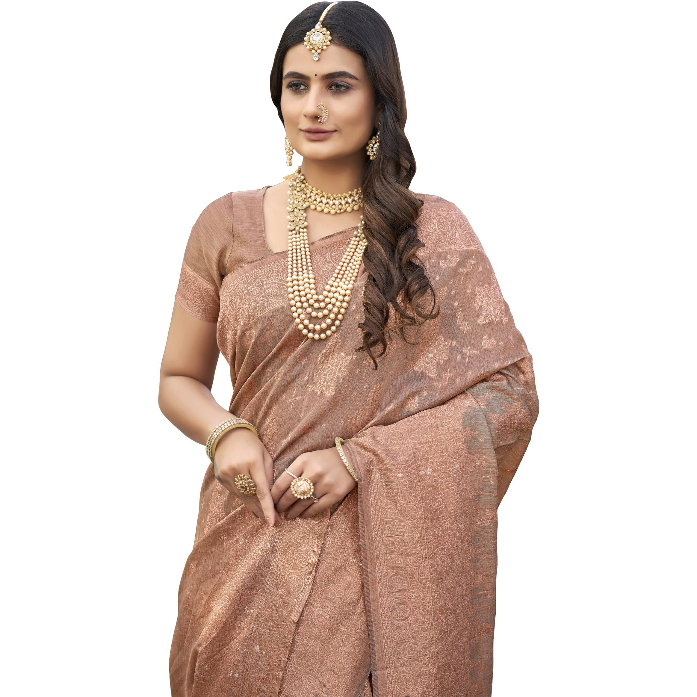 Glory Sarees Women's Banarasi Silk Saree With Blouse Piece (Mahi101_Copper)