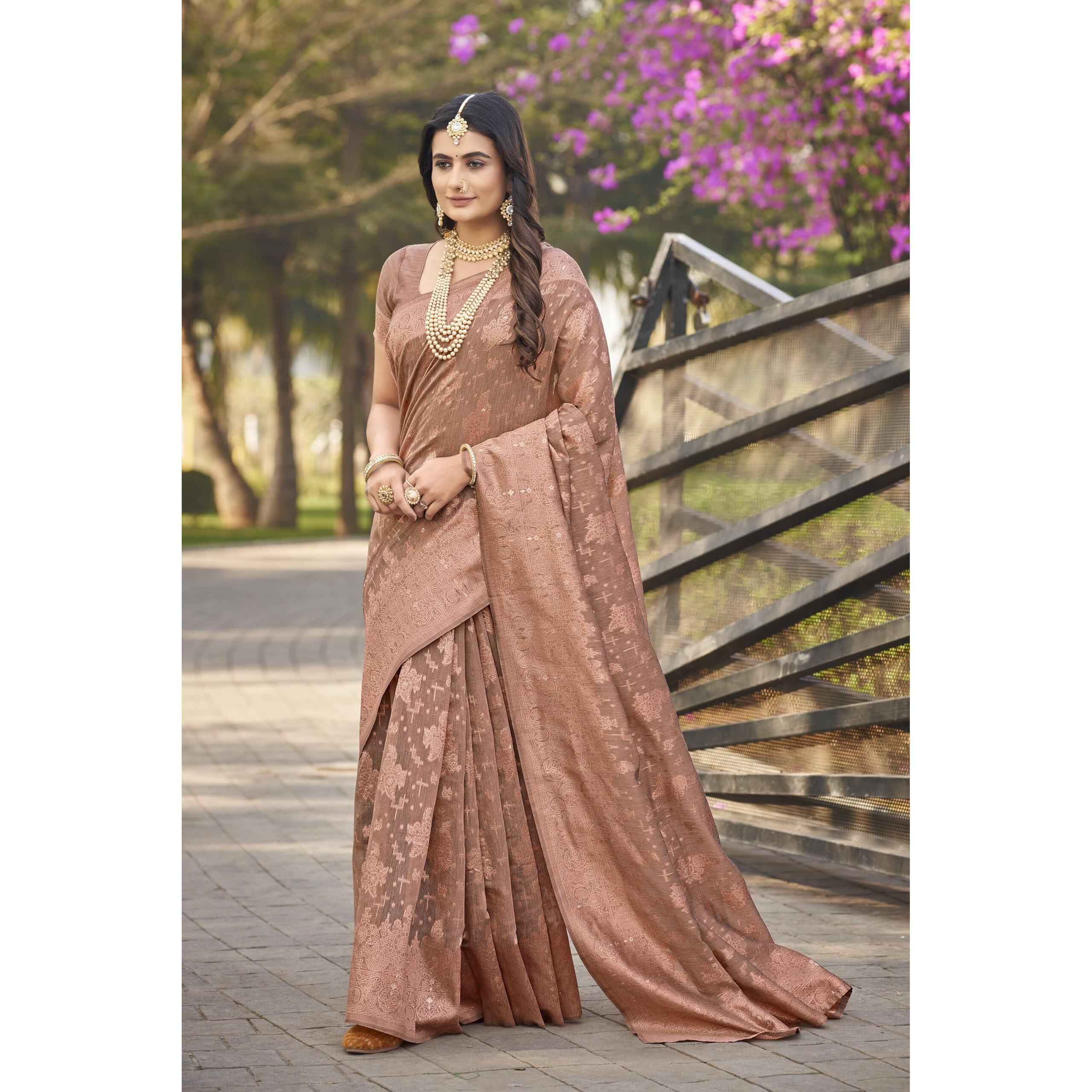 Glory Sarees Women's Banarasi Silk Saree With Blouse Piece (Mahi101_Copper)